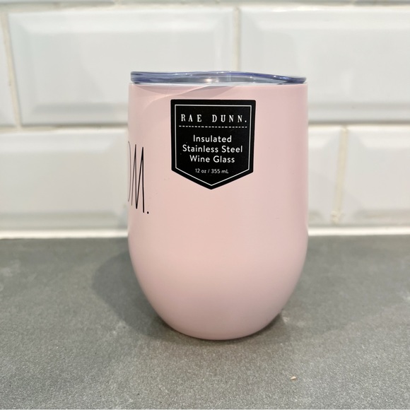 Rae Dunn "Mom" Wine Tumbler (Pink) Insulated Stainless Steel wine cup 12oz NWT - Picture 2 of 5